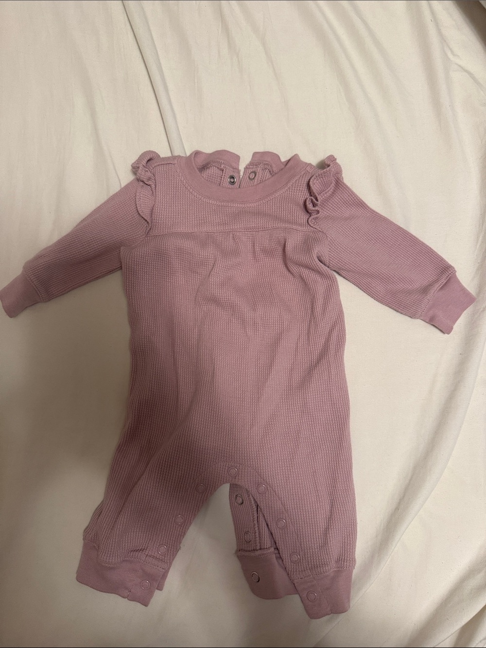 Carter's Mauve Ruffle-Shoulder Waffle One-Piece